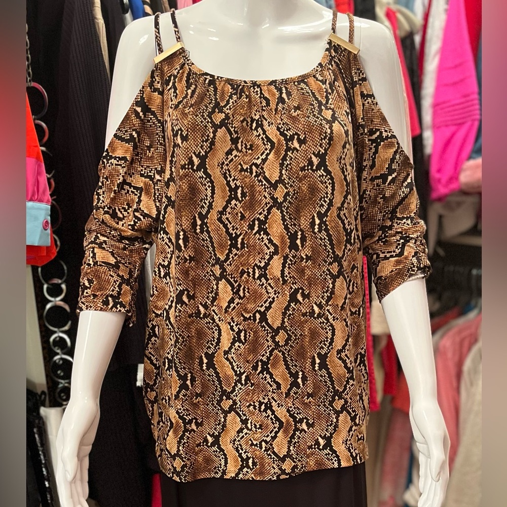 Silky python print cold shoulder top
